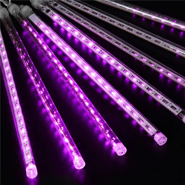 Purple Finether ЕС Plug 144 светодио дный строки Метеоритный дождь Дождь снегопад плагин свет шнура год/Рождество/Свадебные украшения - Испускаемый цвет: Purple