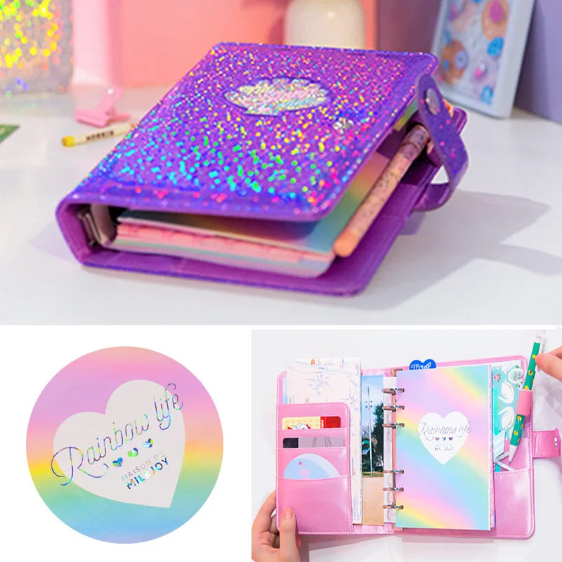 

New Diary Book Embroidery shell NoteBook laser Traveler Diary Planner Notepad Leather Cover Notebook Journal Diary A6