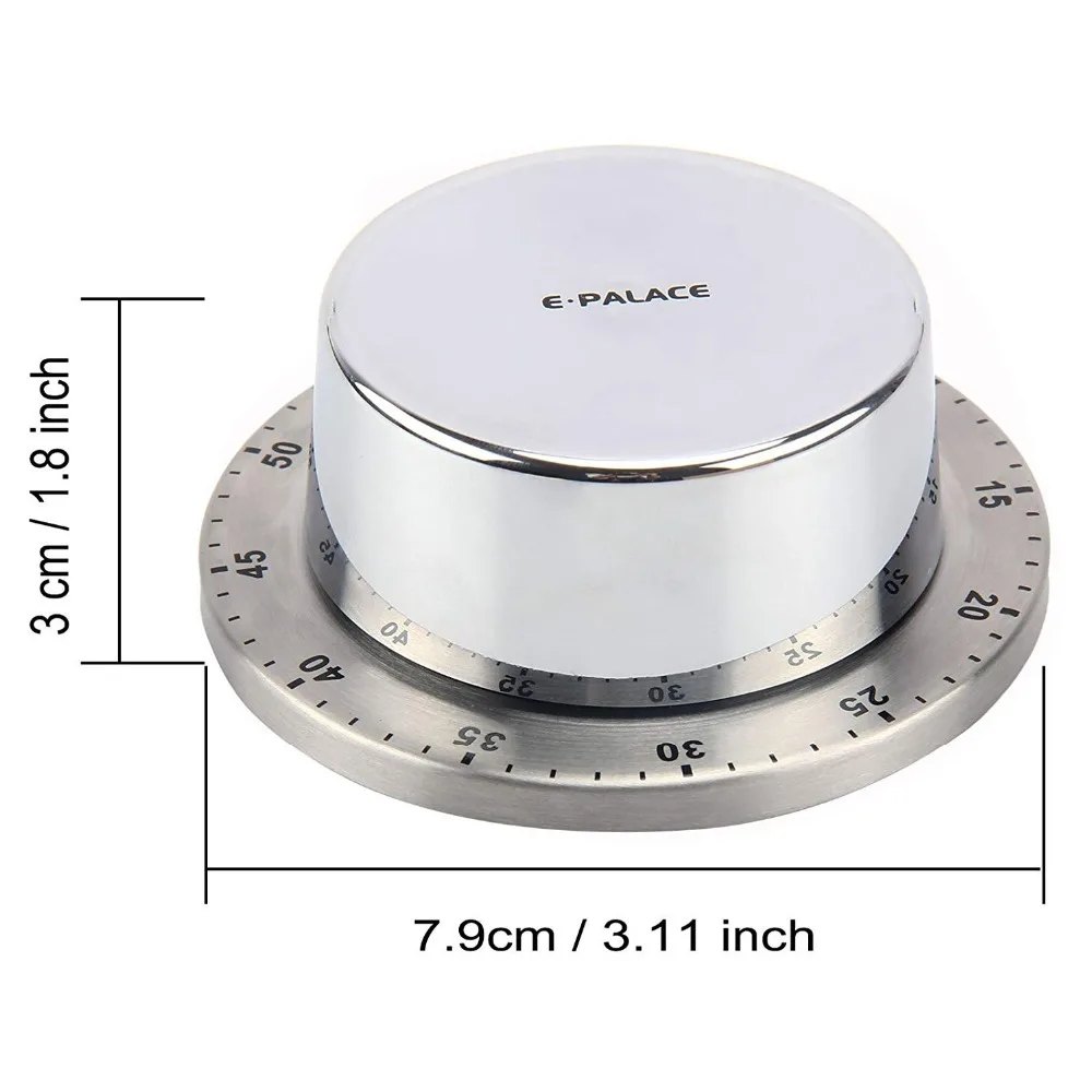 Кухонный таймер из нержавеющей стали 60 минут времени Громкая сигнализация магнитный Таймер обратного отсчета кухонная утварь кухонные гаджеты(1 упаковка