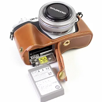 

High Quality PU Leather Half Camera Bottom Case Bag Cover For Olympus EM10 II III 3 E-M10 Mark II III With Battery Opening Case