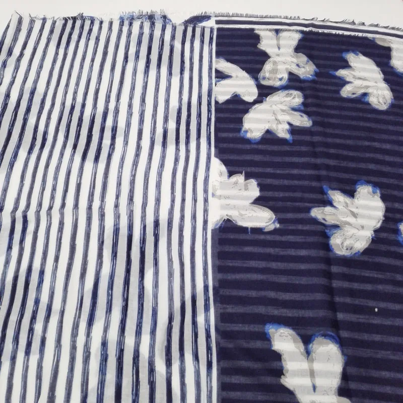Большой цветочный и синий полосатый шарф для женщин, Модный осенне-зимний дизайнерский мягкий саржевый шали из вискозы, шарфы