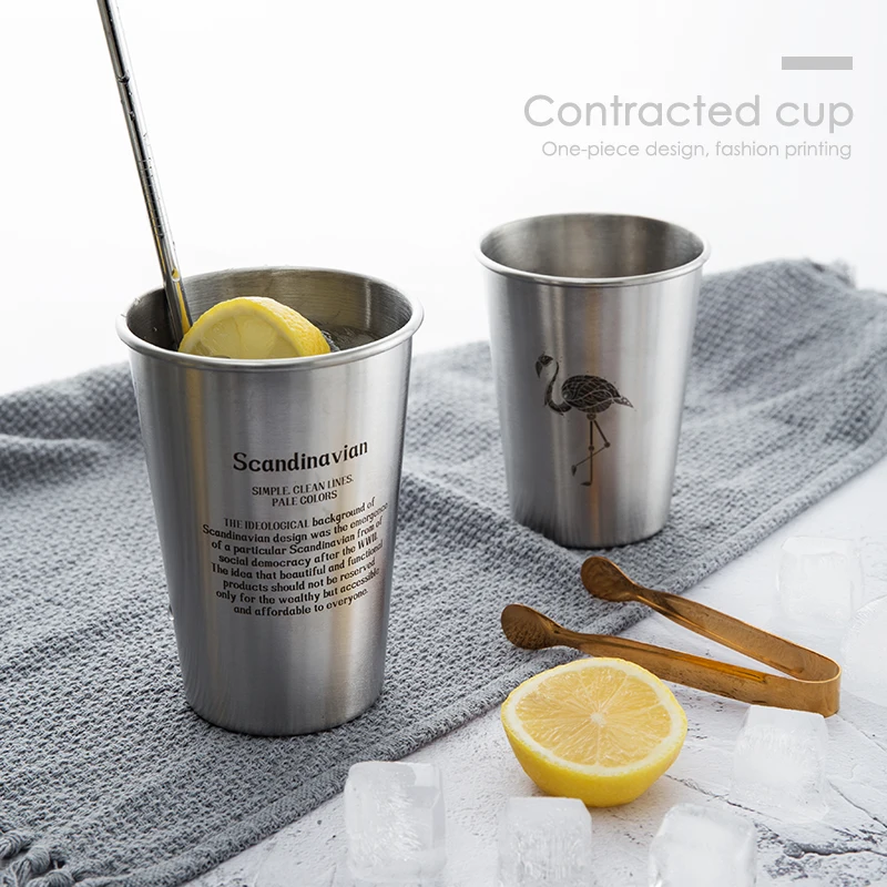 

304 Stainless Steel Coffee Mug Beer Glass Juice Cup Cold Drink Cold Water Milk Cup Hand Cup