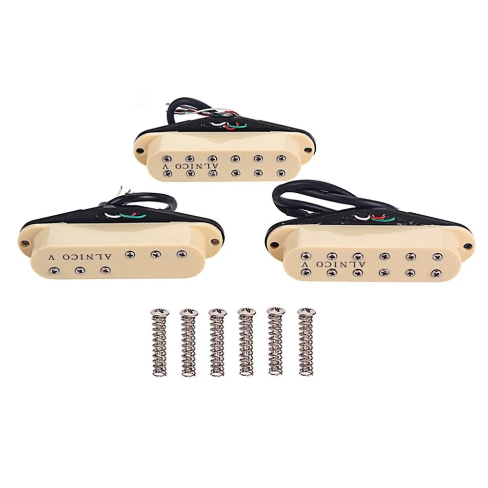 

Alnico V Single Coil Pickups Standard SSS Neck/Middle/Bridge Pickup Set for ST Strat Stratocaster Electric Guitar Parts R