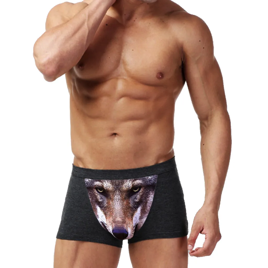 

Brand Cotton Sexy Funny Male Underwear Wolf Cartoon Boxer Shorts Men's Shorts U Pouch Men Underwear Male Underpants Man sunga