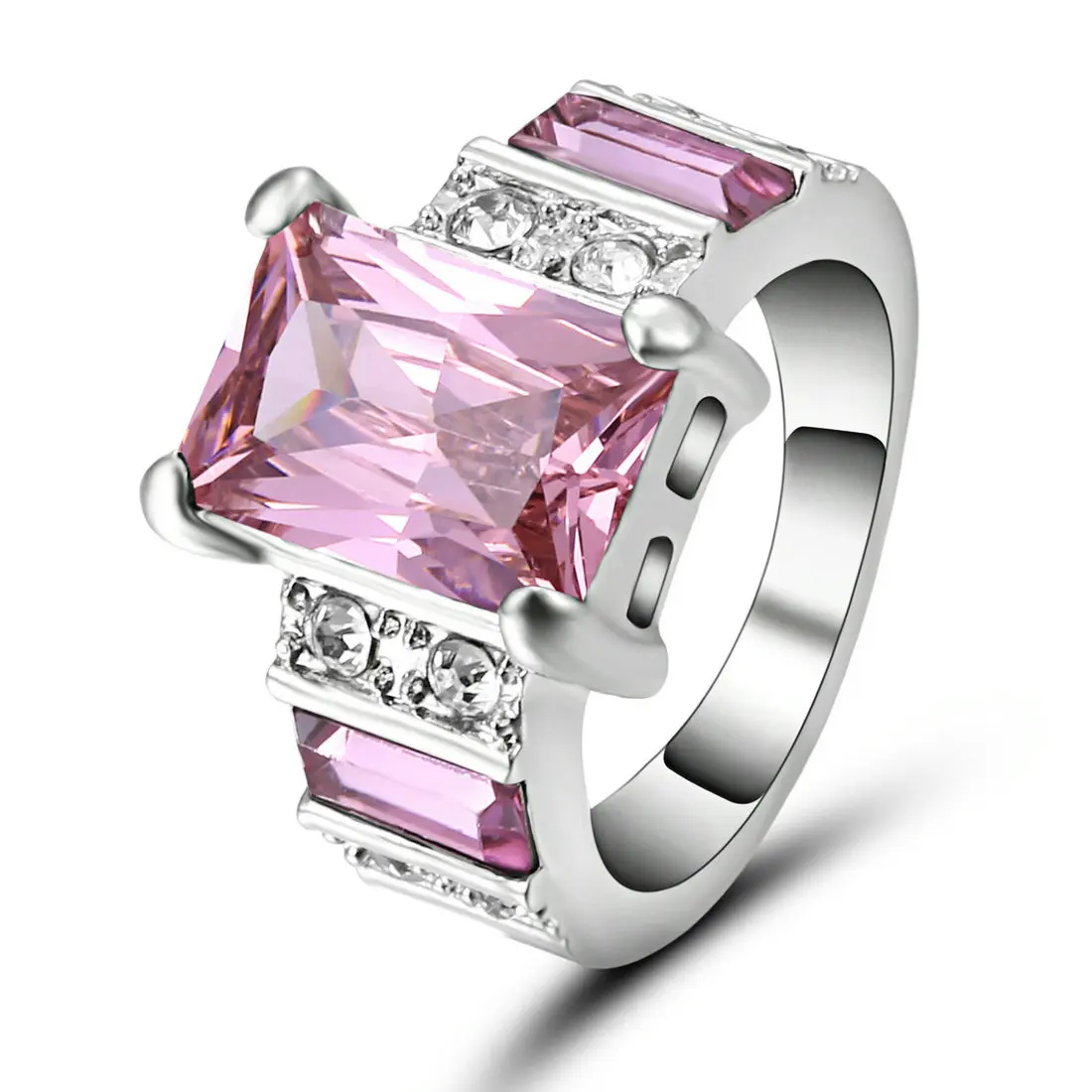 Женское кольцо с розовым фианитом, модное Белое и черное Золотое наполненное ювелирное изделие, обручальные кольца для женщин, подарок на день рождения, Размер 7 - Цвет основного камня: BA613