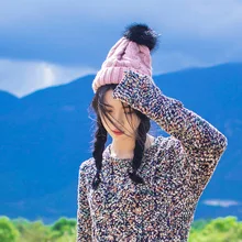 MingJieBiHuo Новая модная осенне-зимняя модная Корейская теплая плотная простая Вязаная Шапка удобная женская шапка для девочек шапочки для волос