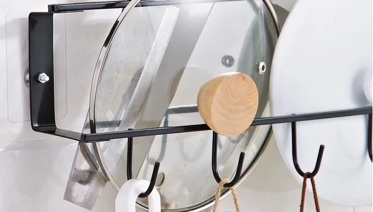 Удар-Бесплатная горшок крышка стойки кухни настенный держатель ножа крышка полка разделочная доска стойки кухонный стеллаж для хранения