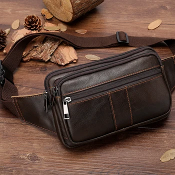 

New Design Men's Genuine Leather Vintage Travel Cell/Mobile Phone Hip Bum Belt Bag Fanny Pack Waist Purse Leg Bag Leather 8977