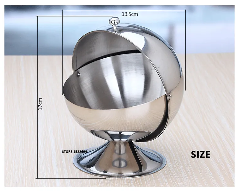 Нержавеющая сталь контейнер для приправы соль сахар сервировочная чаша контейнер для приправ с вращающейся крышкой шарообразный контейнер для приправы