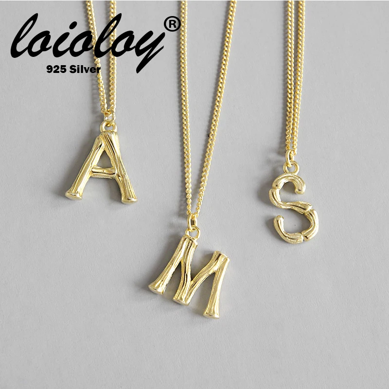 

Loioloy 925 Sterling Silver 1 PC Lava Alphabet Pendant Necklace Initial Big Letter Necklace Women Statement Jewelry AMJ