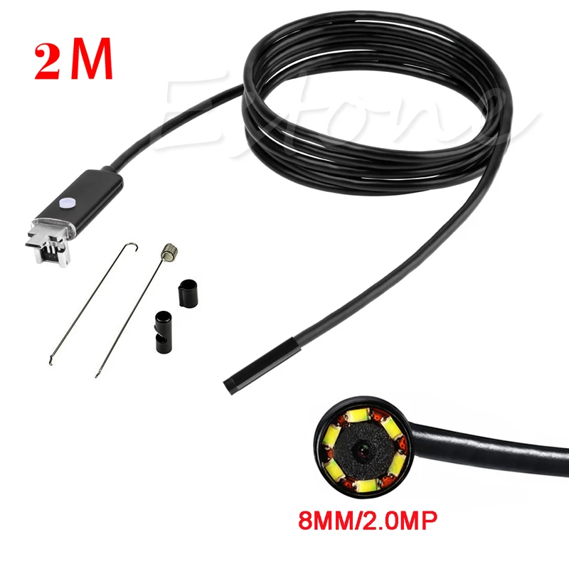 

8mm 6LED Lens Micro USB Android Endoscope Waterproof Inspection Camera 2m