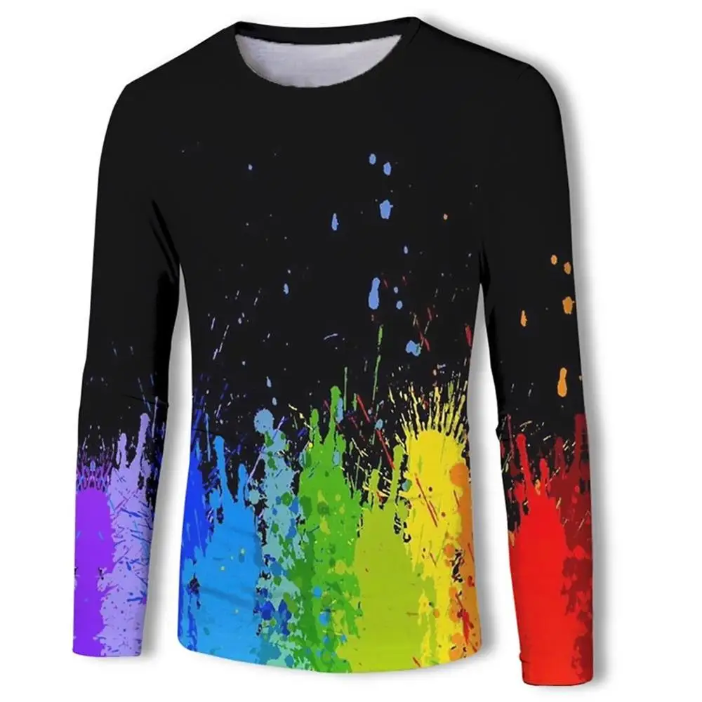 

Cotton Casual Graffiti Printing T-shirt Men Top Fashion Long-sleeve Autumn Men's Tshirt Cool Funny Tee brand tshirts men hombre