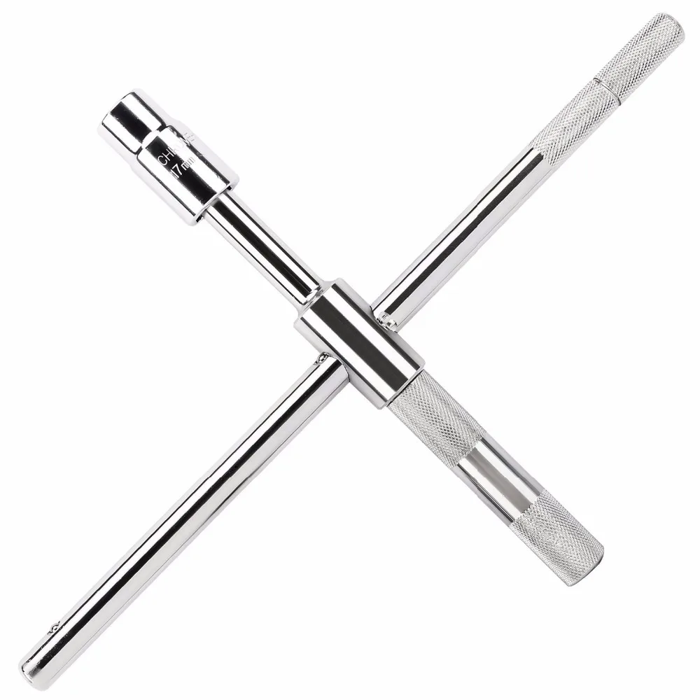 Universal Lug Wrench, Detachable 4 way Cross Wrench with 17mm 19mm 21mm