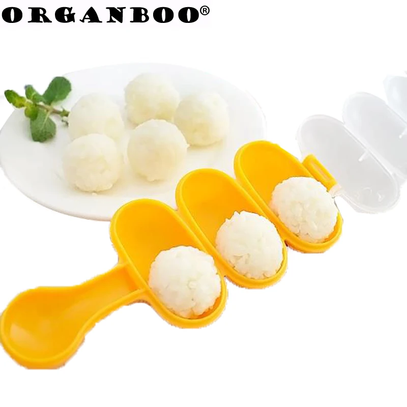 

ORGANBOO 1Set Sushi Maker Mould Rice Ball Molds DIY Ball Shape Seaweed Cutter Rice Ball with Spoon Kitchen Mold Tools