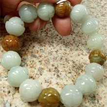 Сертифицированный 3 вида цветов натуральный нефритовый Жадеит браслет с бусинами резной цветок лотоса браслет