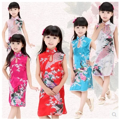 

PPXX 2019 Baby Girl Floral Dress Summer Princess Dresss Chinese Style Performance Costume Girls Kids Clothing Children Plus Size