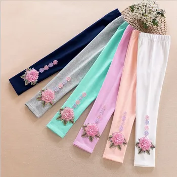 

Spring autumn kids leggings for girls 2017 baby girls leggings princess Flowers Children's pants Girls clothing 3 4 8 10 11 year