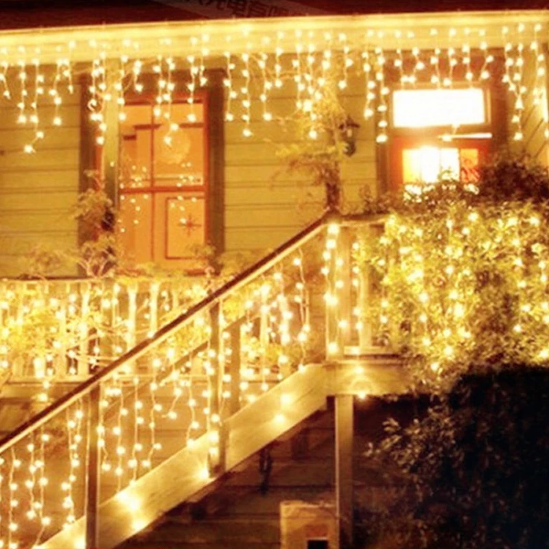 

JUNJUE Warm White Curtain Lights LED 4m String Strip Ice Bar Lamp Christmas Holiday Festival Wedding Home Decoration Lights