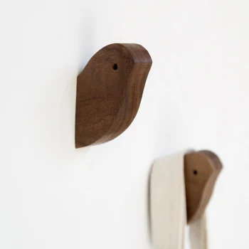 

Solid Wood Creative Bird Hook Wall Mounted Natural Wood Hook Single Vintage Towel Hat Rack Entryway Bathroom Organizer Hanger