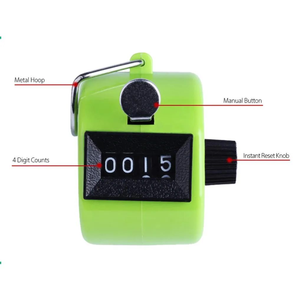 Hand Tally Counter Clicker 4 Digit Number Counters Plastic Shell Hand Finger Display Manual Counting Tally Timer Soccer Golf