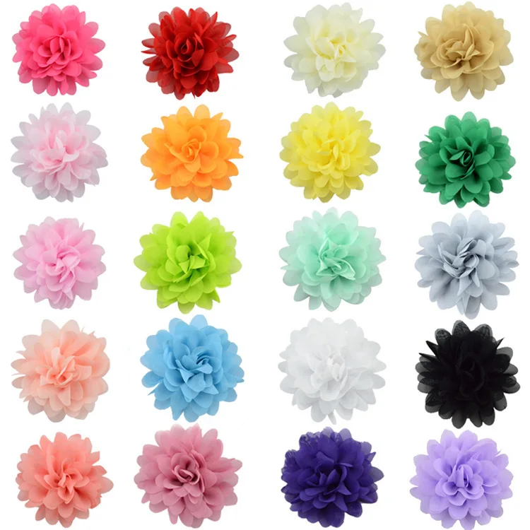 

Cute 4" 15pcs/lot Big Chiffon Flowers Flatback Used for Girl Headband Hair Clips Diy Headwear Hair Accessories
