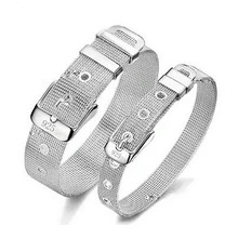 Серебро по Заводской Цене 925 Для женщин Для мужчин ювелирные изделия 10/12/14 мм Веб часы пряжки для ремня и Браслеты для Для женщин 925 Для мужчин браслет
