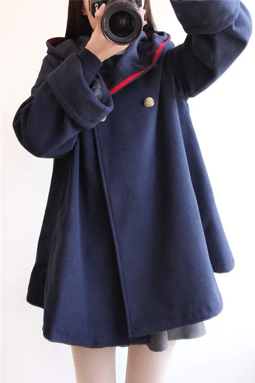 Женское зимнее пальто Женская шерстяная накидка куртка длинная Корейская женская куртка Лолита размера плюс шерстяные пальто Новое модное пальто CH420 - Цвет: Blue