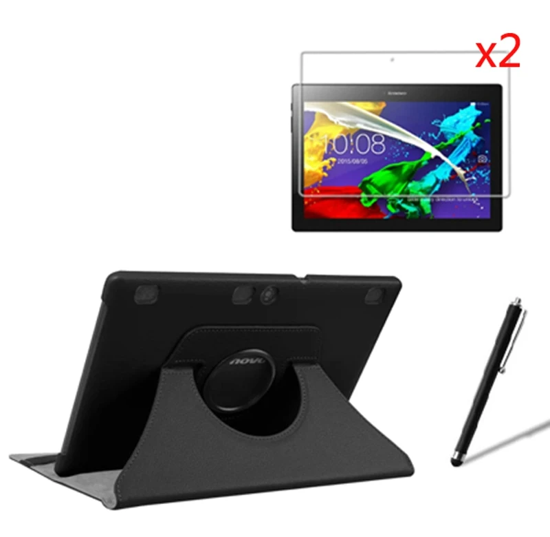 Rotating 360 Degree Luxury Folio Stand Leather Case Cover +2x Films +1x Stylus For Lenovo Tab 2 A10-70 Tab2 A10-70F A10-70LC | Компьютеры