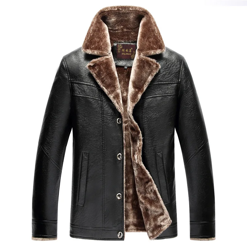 New Arrive Brand Mens Leather Jacket Men Leather Coats High Quality Wool Liner PU Outerwear Men's Faux Fur Leather Jackets Male