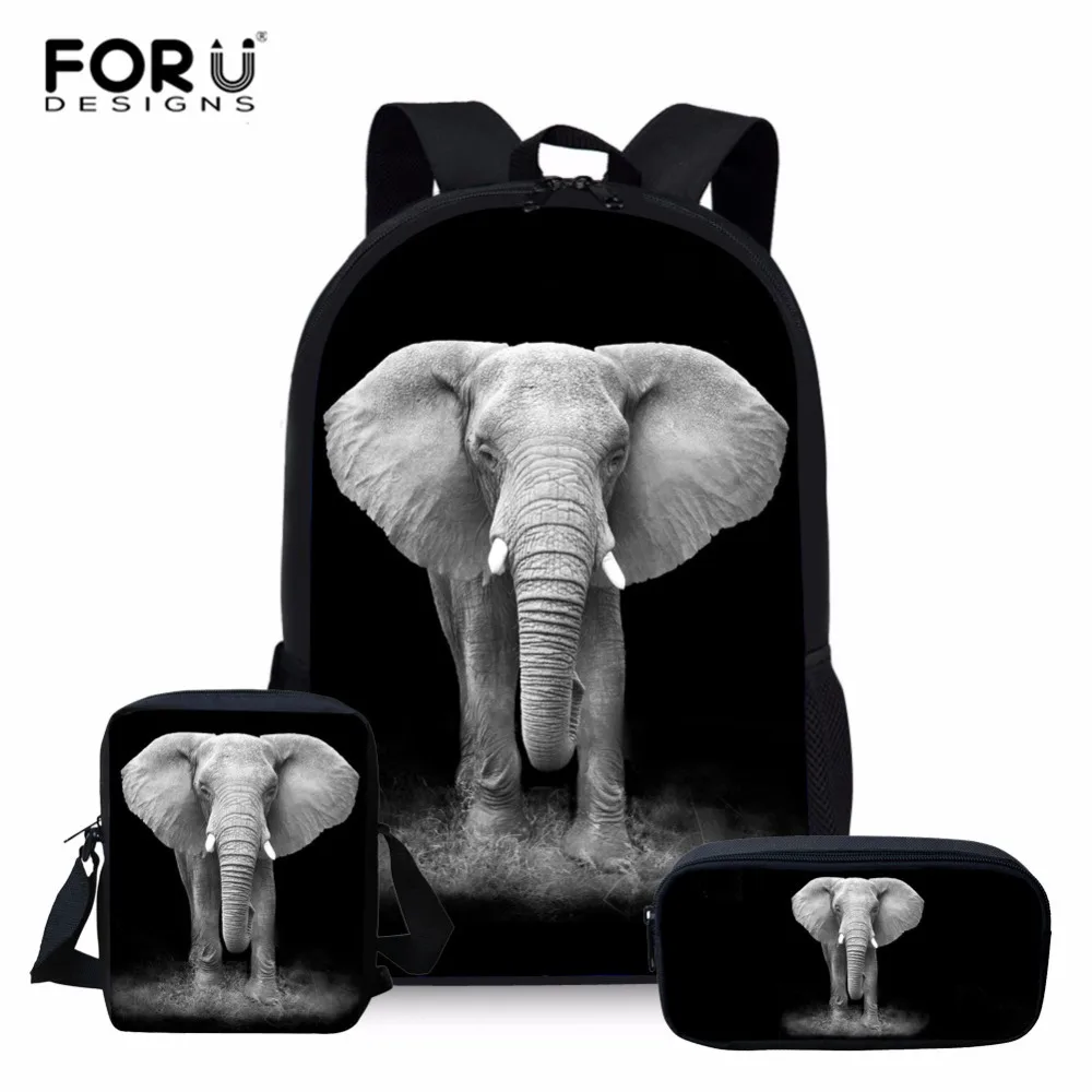 

FORUDESIGNS Elephant School Bags for Boys Kids Backpack Girls Bookbag Animal 3pcs/sets Primary Students Children's Shoulder Bag