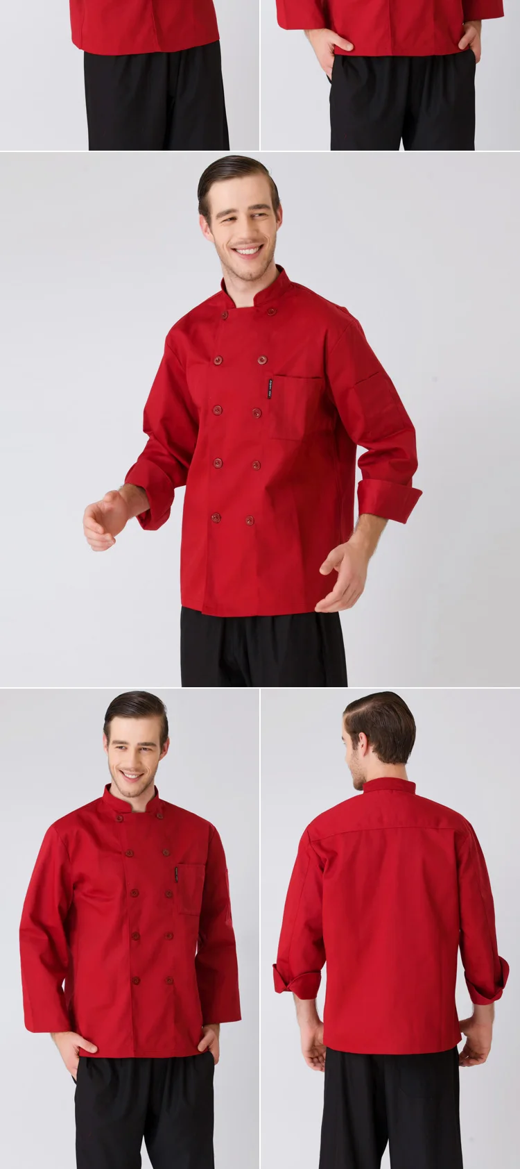 Новинка! Осенне-зимняя куртка для шеф-повара с длинными рукавами для шеф-повара рабочая одежда в сдержанном стиле B-6459