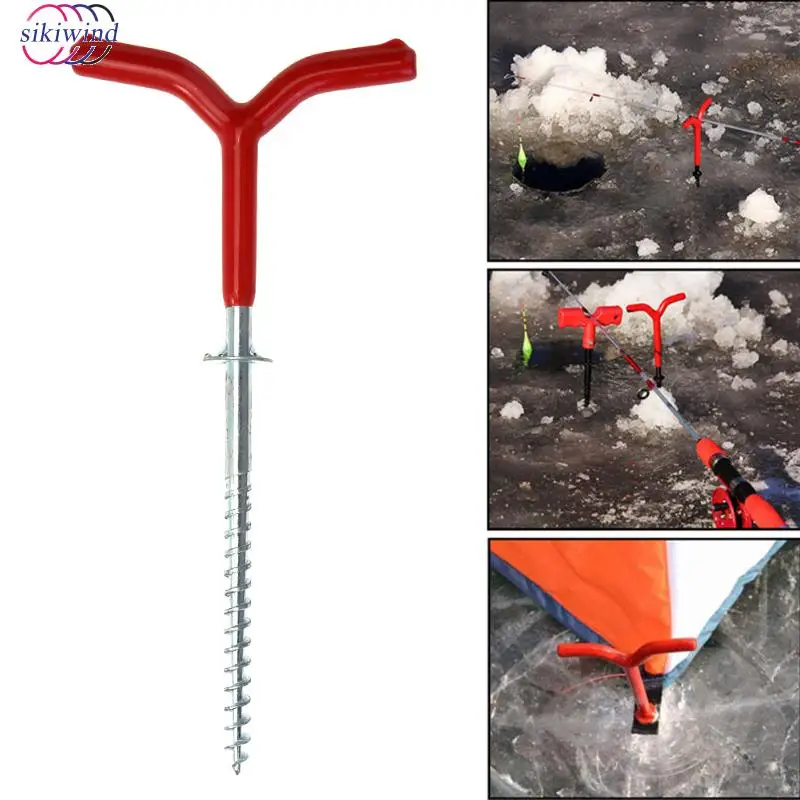 

Ice Fishing Y Shape Auger Screw Rod Stand Outdoor Rests Rack Pole Pegs Fixed Nail Ice Pitons Fish Tackle Accessories