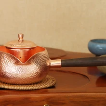 Чистый медный чайник кипящий чайник ручной работы круглый с ручкой высококлассные