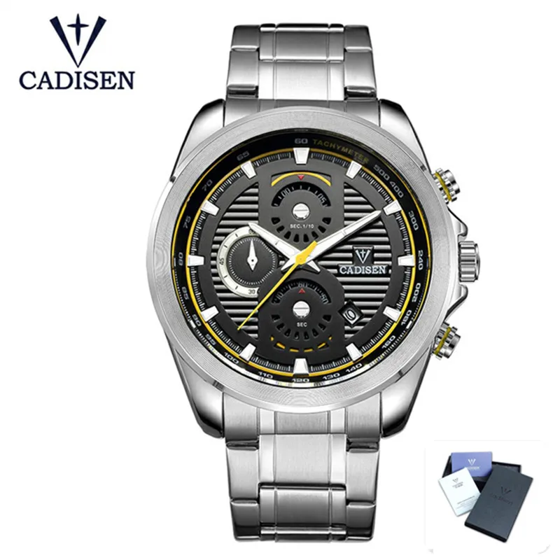 

CADISEN Men's Fashion Quartz Watch Male Casual Military Wristwatches Waterproof Stainless Steel Watches Relogio Masculino
