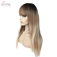 StrongBeauty Women's Synthetic Wigs Hair Matte Ombre Long Straight Neat Bang Style Natura Wig Blonde StrongBeauty Women's Synthetic Wigs Hair Matte Ombre Long Straight Neat Bang Style Natura Wig Blonde