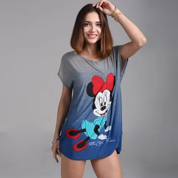 

new 2019 women summer t shirt plus size clothing tops tees cartoon mouse print short sleeve o-neck casual fashion 5XL big large