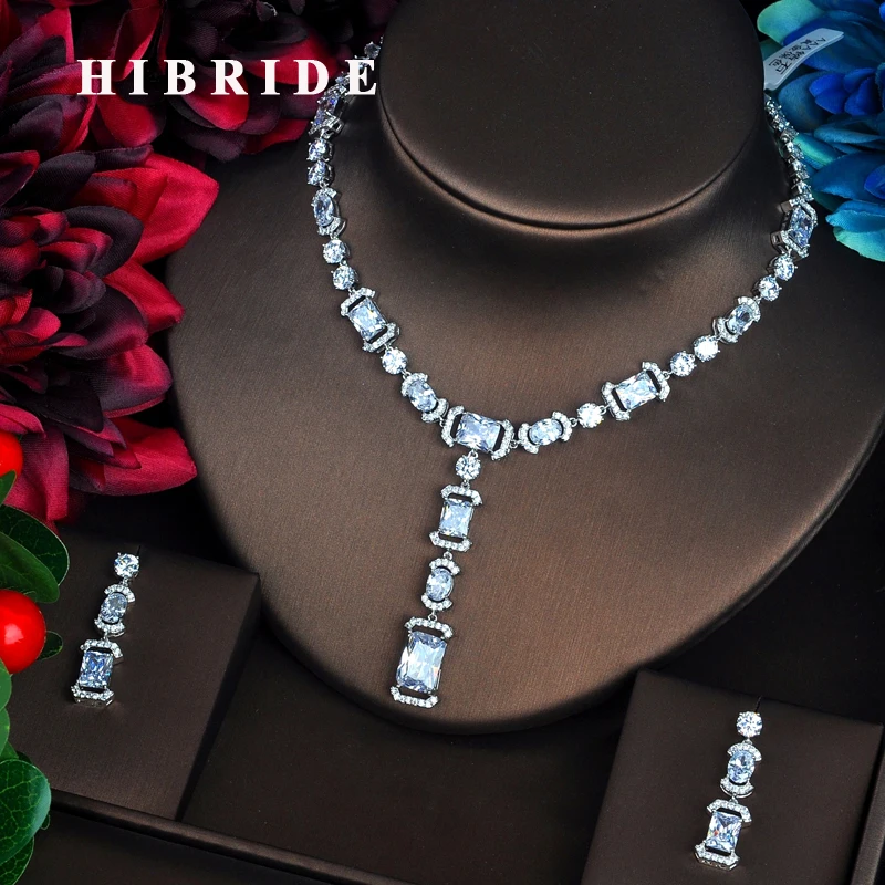 Женский комплект украшений hibrid набор с прозрачным кубическим цирконием