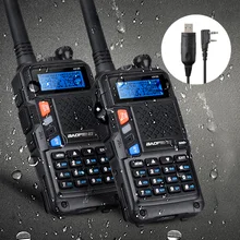Baofeng uv-5x увч + укв dual band двусторонняя любительское радио fm трансивер walkie talkie + кабель для программирования совместим с win 10 mac