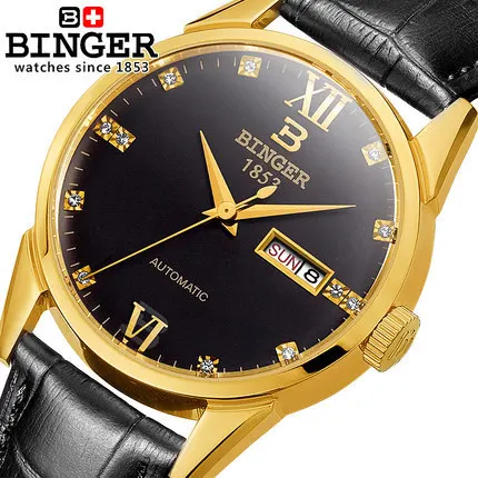 2016 New Binger Watches Luxury Brand Leather Strap Watch for Men Ultra thin Crystal Analog Military