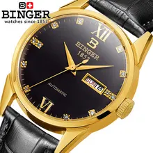2016 New Binger Watches Luxury Brand Leather Strap Watch for Men Ultra thin Crystal Analog Military