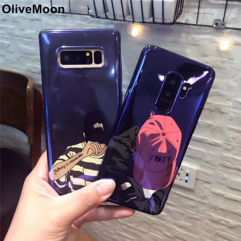 

OliveMoon Blue Ray Phone Case For Samsung Galaxy Note 9 8 S9 S8 Plus S7 Edge Soft TPU Back Cover For Galaxy Note 8 S9 Plus Funda