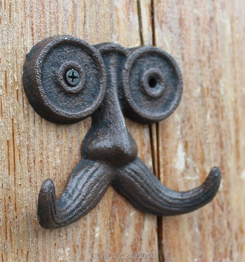 

Clothes hooks-Crafts Moustache shape wall hook-cast ironkey hook rack hanger shelf home decorative hook for coat towel hat rails