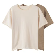 Трикотажная свободная футболка в Корейском стиле с розовым круглым воротником и куртка с коротким рукавом зимой