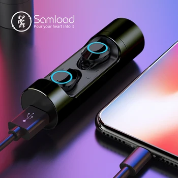 

Samload Bluetooth 5.0 earphones Wireless headphones 3D Sound in ear Earbuds with Alloy Charging box For iPhone Sony Headset Siri