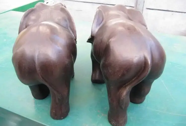 7 китайских медных бронзовых резных двух супружных слонов|statue|statue elephantstatue bronze |