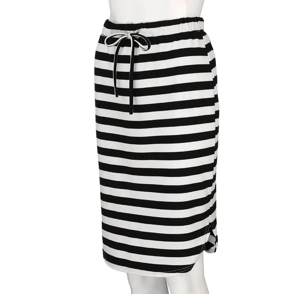 Sleeper#401 новые модные юбки женская модная Полосатая юбка с завышенной талией повседневная одежда до колена Повседневная летняя