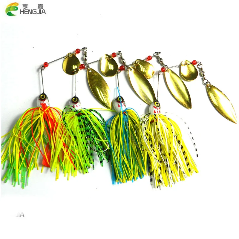 50pcs 4color 20.5G metal Spinner fishing lures 0.72oz lead head pike bass  fishing baits strong hooks bass fishing tackle