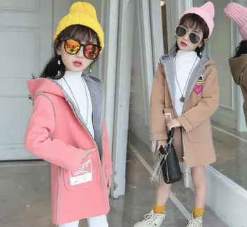 

Children's wear, new girl's hair coat, autumn winter new Korean version, Zhongda children's long woollen cloth. girls clothing