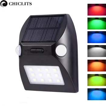 

New 12LEDs RGBW Solar Lights Waterproof Led Solar Lights with 180 Degree Wide Angle Motion Sensor Solar Lamp 3 Modes for Garden