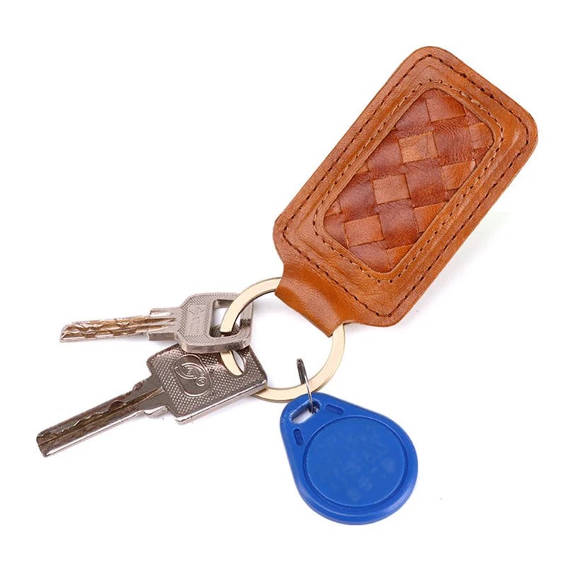 

High Quality Men Genuine Leather Car Key Case Holder Housekeeper Weave Real Cowhide Key Accessories Key Holder Keychain Keyring